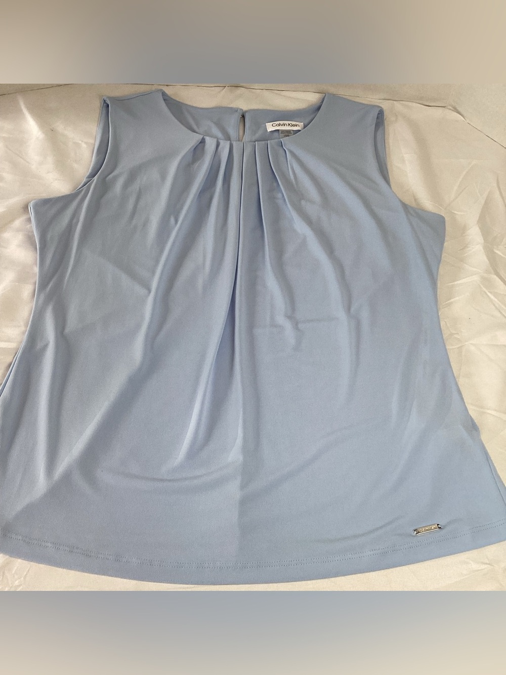 Calvin Klein Soft Blue Pleated Sleeveless Camisole